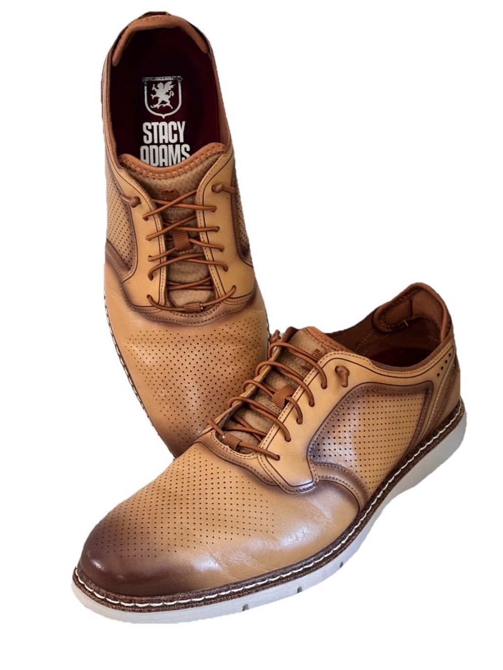 Stacy Adams Sync Mens Round Closed Toe Oxford Shoes Size 11.5 M Tan
